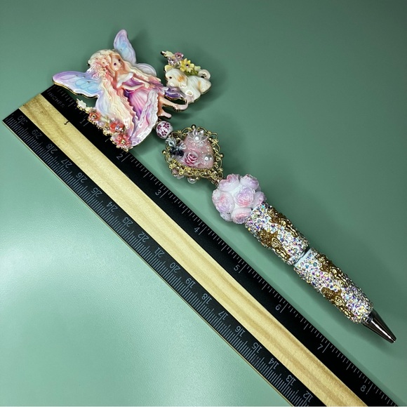 Fairy & Puppy with Decorative Gold Tone Accent Angels Handmade Beaded Pen - Picture 8 of 8